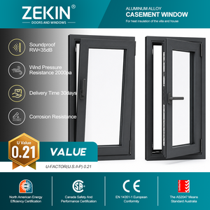 Ventana Abatible de Aluminio con Rotura de Puente Térmico de Alta Calidad CSA NOA, Insonorizada, Resistente a la Presión del Viento, Vidrio Templado - Product Image 1