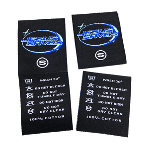 Etiqueta tejida personalizada, etiquetas de tamaño de cuidado de lavado con pliegue central, etiquetas interiores para cuello de camiseta para ropa - Product Image 4