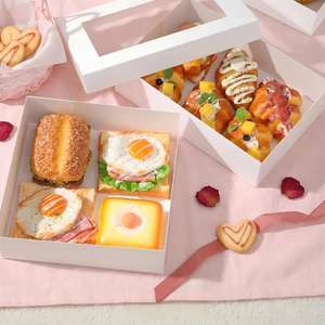 Boîtes <span class=keywords><strong>de</strong></span> traiteur avec couvercles, boîtes à tarte à emporter avec fenêtre 10x10x3 pouces, boîtes <span class=keywords><strong>de</strong></span> boulangerie blanches pour tartes, sandwichs, cupcakes - Product Image 5