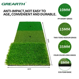 3-in-1 Portabel Golf-Mat-Mat dalam ruangan/luar ruangan rumput rumput Putting hijau untuk Chipping & latihan latihan