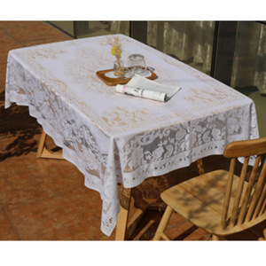 Lace <b>Tablecloth</b> European Retro Style Rectangular Home Dining Cover Beige Polyester Embroidered Pattern - Product Image 5