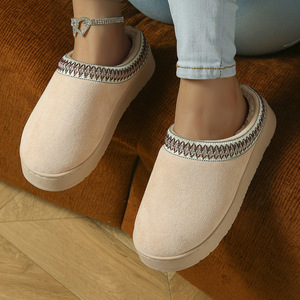 Breathable Warm Canvas Cotton Velvet Evergreen Fluffy Lazy Shoes PVC Outsole Artificial Plush Lining Durable Flat-bottom <b>Women</b> - Product Image 2