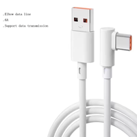 Cable de Datos Tipo-C en Ángulo, Carga Súper Rápida de 66W, Cable Extendido de Una Sola Curva, Carga Rápida de 6A, Revestimiento de PVC, para Teléfono Móvil