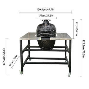 AUPLEX XXL Kamado SS Estación al aire libre incorporada Almacenamiento Moderno 21-<span class=keywords><strong>27</strong></span> \ "Smoke BBQ Grill Table Asador De Carbon Parrilla BBQ Grill - Product Image 2