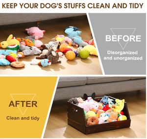 Caja de Madera Resistente para Juguetes de Mascotas, Organizador de Artículos para Cachorros, Contenedor de Juguetes para Perros, Cesta de Almacenamiento de Juguetes de Madera para Correas, Comida y Accesorios - Product Image 3