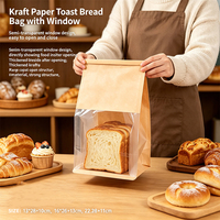 Sacs à pain en papier kraft JIJID avec fenêtre transparente, sacs d'emballage alimentaire pour boulangerie, biscuits, snacks, sacs de rangement de qualité alimentaire