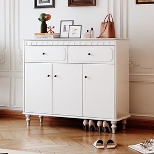 <span class=keywords><strong>Scarpiera</strong></span> in Legno Bianco Stile Francese con Ante a Pannello Incassate e Modanature Decorative - Mobili per Ingresso all'Ingrosso - Product Image 3