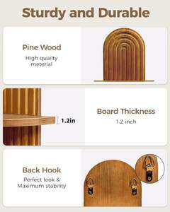 Étagères murales flottantes en <span class=keywords><strong>bois</strong></span> bohème à 2 niveaux, étagère suspendue <span class=keywords><strong>pour</strong></span> plantes, support <span class=keywords><strong>pour</strong></span> plantes en <span class=keywords><strong>bois</strong></span>, décoration murale, décoration de la maison et du jardin - Product Image 4