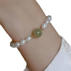 Pulsera Elástica de Perlas de Agua Dulce Hetian Yulu Green Water de 5-6 mm, Joyería de Cuentas de Moda para Mujer - Product Image 5