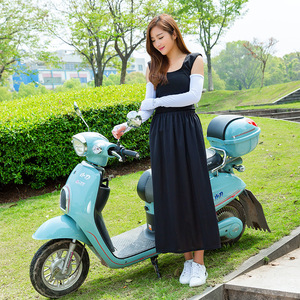 Summer Women Sun Protection One Piece Skirt Full Sleeve Upf 50 Anti Uv Solid Color Long Beach Dress Outdoor Cycling - Product Image 1