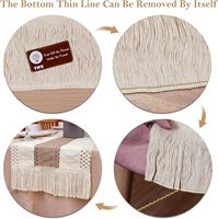 Nappe de table en coton et lin tissé à la main, style rétro américain, biodégradable, rayée, en coton naturel, tissage à l'épissure