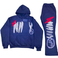 Ensemble de Survêtement à Capuche et Pantalon de Jogging en Coton Lourd, Unisexe, avec Impression Gonflée en Strass, Haute Qualité, Logo Personnalisé
