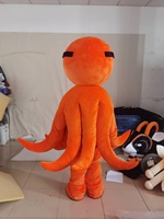 Costume de mascotte pieuvre orange en peluche personnalisé Blue Sky pour adulte avec lunettes de soleil unisexe