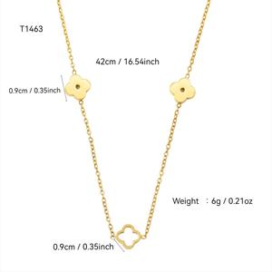 Collar de mujer estilo dinero antiguo de Venta caliente-Acero inoxidable chapado en oro de 18 quilates, colgante de trébol, en capas y Premium - Product Image 5