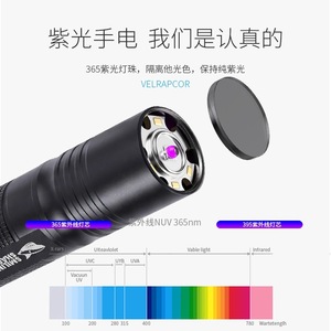 ไฟฉายยูวี Smiling Shark 365 นาโนเมตร 800mAh ไฟฉาย LED สำหรับตรวจจับอะฟลาโทกซินและสารเรืองแสงบนผลไม้ - Product Image 2