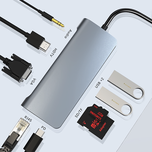 ポータブル <span class=keywords><strong>USB</strong></span> C ハブ ドック USB3.0 SDTF ドッキング ステーション PD 100W スイッチャー ハブ イーサネット ポート付き コンピューター用 - Product Image 2