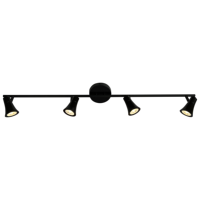 Pendentif à rail fixe à 4 lumières avec ampoules LED GU10 en fer pour restaurant, appartement, bureau, bar, décoration de salle.