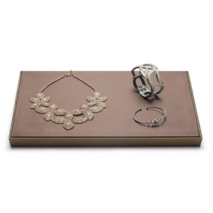 DOC PU cuero joyería mostrador accesorios anillo pendientes marco Jade ventana lujo joyería exhibición conjunto - Product Image 5