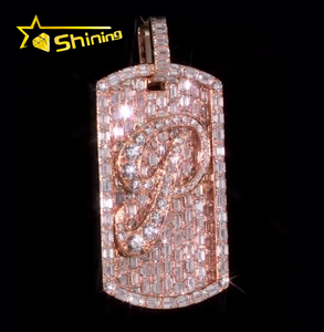 Ciondolo Personalizzato con Nome in <span class=keywords><strong>Moissanite</strong></span> VVS, Gioielli Hip Hop in Argento 925 Placcato Oro Rosa Bicolore - Product Image 4