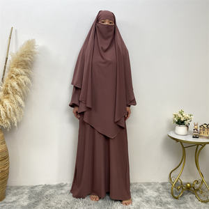 2231 #   <span class=keywords><strong>Jilbab</strong></span> musulman, ensemble de 2 pièces, couleur unie, Nida Khimar, ensembles de robes de prière, long Khimar, ensembles d'abayas du Ramadan, 11 couleurs - Product Image 6