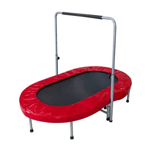 JKL trampolin latihan kustom, trampolin Mini ganda Oval dengan pegangan dua orang