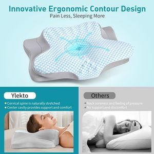 Grosir busa memori ortopedi bantal tempat tidur serviks bantal ergonomis untuk tidur kontur leher bantal pendingin - Product Image 5
