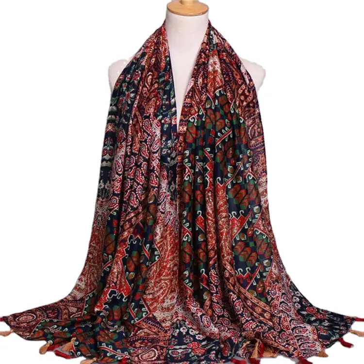 Totoros — châle en coton imprimé, châle Vintage pour femmes, modèle Kishmiri Pashmina