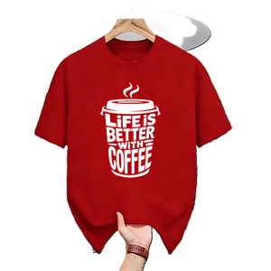 T-shirt 100% cotone 180g casual unisex con <span class=keywords><strong>grafica</strong></span> 'Life Is Better With Coffee Cup', citazione per amanti della caffeina e baristi, <span class=keywords><strong>tipografia</strong></span> - Product Image 6