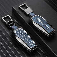 Étui de protection en alliage de zinc et cuir pour clé de voiture BYD Song Plus Qin DMI Han EV Yuan Pro Tang ATTO 3 avec porte-clés