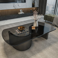 Table basse en verre trempé en forme de S avec structure en ferroalliage, style italien, design rectangulaire moderne et minimaliste, luxe léger