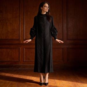 Abaya de Poliéster con Estampado Plisado Elegante de Primera Calidad para Mujeres Musulmanas, Vestido Modesto Personalizado, Fabricante Mayorista - Product Image 4