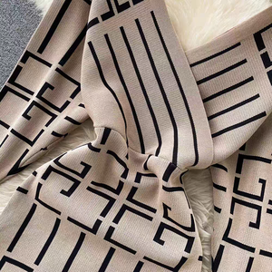 Robe midi en tricot slim <span class=keywords><strong>style</strong></span> américain pour femmes, robes à imprimé géométrique en dentelle, robes élégantes pour femmes, vêtements pour femmes - Product Image 3