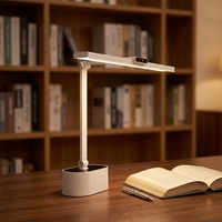 Lampe de table LED pliable avec contrôle tactile, intensité réglable, 3 températures de couleur, protection des yeux, charge USB, horloge, lampe de lecture pour la maison et le bureau