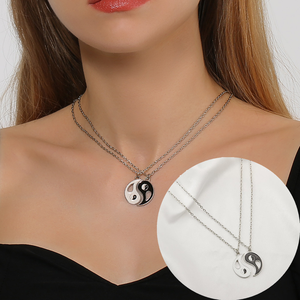 Креативное двойное ожерелье с подвеской тайчи для пар для влюбленных лучшие друзья Инь Янь Длинная Золотая цепочка ожерелье Модная бижутерия подарок - Product Image 4