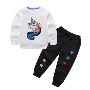 por mayor de los niños ropa de bebé niñas chándales 2pcs lentejuelas unicornio estrellas parches de chándal de los niños - Product Image 2