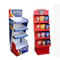 Présentoir publicitaire en carton ondulé pour chips, snacks et aliments – Support de sol personnalisé en carton pour la vente au détail (POS)