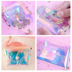 Vente en gros de porte-monnaie en PVC holographique imperméable, élégant et mignon, mini sac à main transparent pour filles - Product Image 5