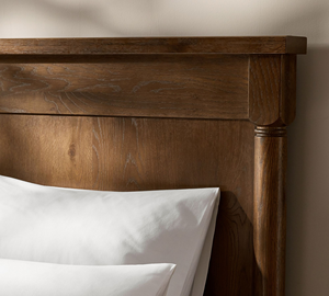 Lit double en bois massif de style français, design moderne et rustique américain, rembourré en coton et lin, dossier souple, sur mesure - Product Image 6