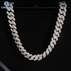 Oferta Especial: Collar de Cadena Cubana con Moissanita de 13mm de Altura, Chapado en Rodio, Plata Sólida 925, Joyería Hiphop Iced Out - Product Image 6