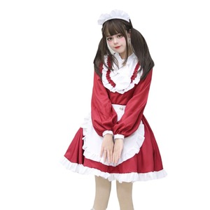 Lolita Luxury British Maid Outfit Long Sleeve Cosplay Costume Black Wine Red Dark Green Winter 2022 Game Anime Role Playing - Product Image 5