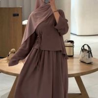 Nouvelle Abaya musulmane élégante pour femmes, style Moyen-Orient, Dubaï, arabe, marocain, islamique, printemps et automne, robe longue, ensemble deux pièces