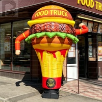 Hamburger gonflable personnalisé de 2m ou 3m, Sky Dancer, figurine alimentaire pour la publicité extérieure des fast-foods et la décoration.
