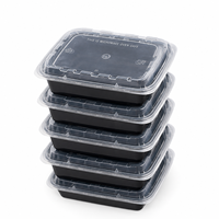 Barquette alimentaire rectangulaire jetable en PP5 avec couvercle 950ml/1550ml, compatible micro-ondes, sans BPA, pour plats à emporter