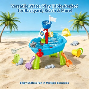 Tavolo da Gioco Estivo per Bambini a Tema Nave Pirata con Cannone ad Acqua, Ruota Girevole, 2 Secchielli e 2 Pale per Giochi all'Aperto - Product Image 5
