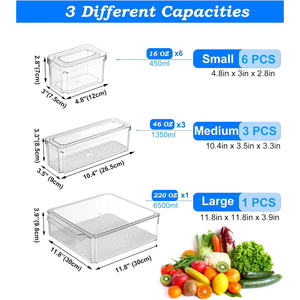 10 Pack <b>Fridge</b> Organizer, Stackable Refrigerator Organizer Bins with Lids, BPA-Free Produce Fruit Storage Containers - Product Image 2
