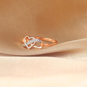 Anillo de corazón de amor con diseño romántico para mujer, sortija de cobre con circonita chapada en oro rosa, anillo de corazón hueco - Product Image 4
