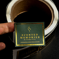 Rouleau d'étiquettes de luxe texture avec logo personnalisé pour pot de bougie en feuille d'or, autocollant étanche en vinyle, étiquette cosmétique pour bouteille de parfum