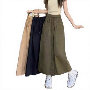 กระโปรงยาวทรงบอลลูนสไตล์สตรีทสำหรับผู้หญิง เอวสูงยืดหยุ่น ผ้าพลิ้วหลวมๆ ทรงคาร์โก้ เหมาะกับสไตล์กรันจ์ - Product Image 4