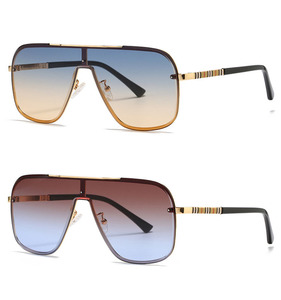 แว่นกันแดดทรงโลหะแบบชิ้นเดียวขนาดใหญ่สำหรับผู้ชาย - Product Image 6