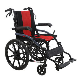 Silla de ruedas manual plegable ligera con freno en U para personas mayores y discapacitadas, para viajes y uso doméstico - Product Image 1